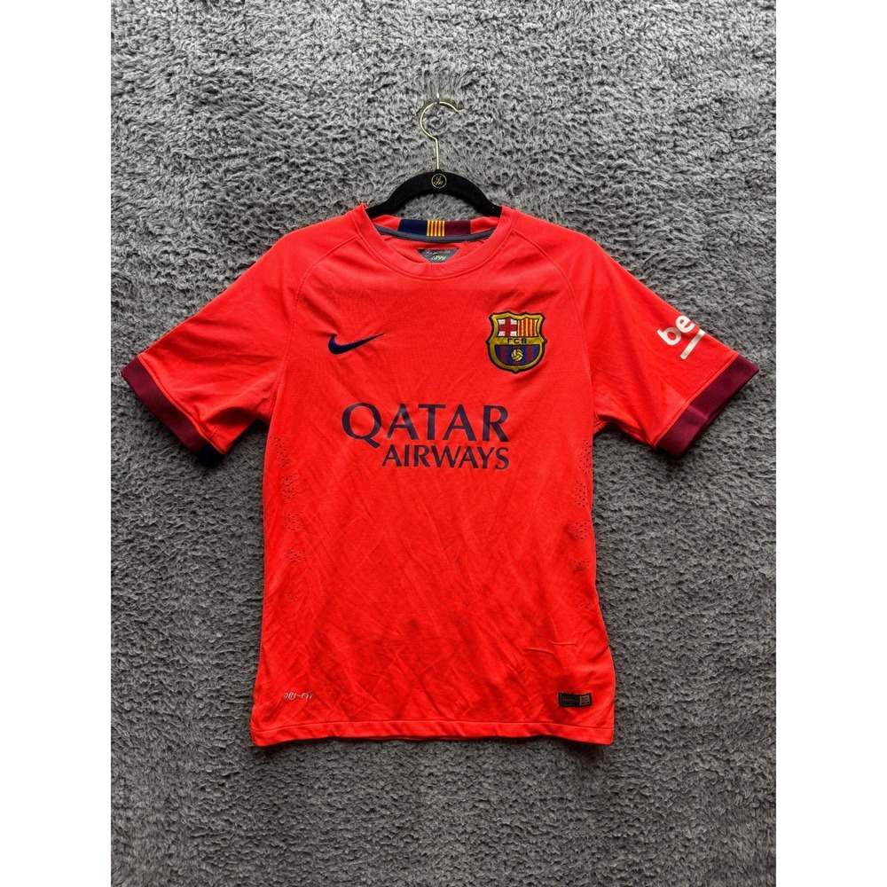 Nike 2014-2015 FC Barcelona Away Short Sleeve Football Shirt Orange Mens‎ Size M
